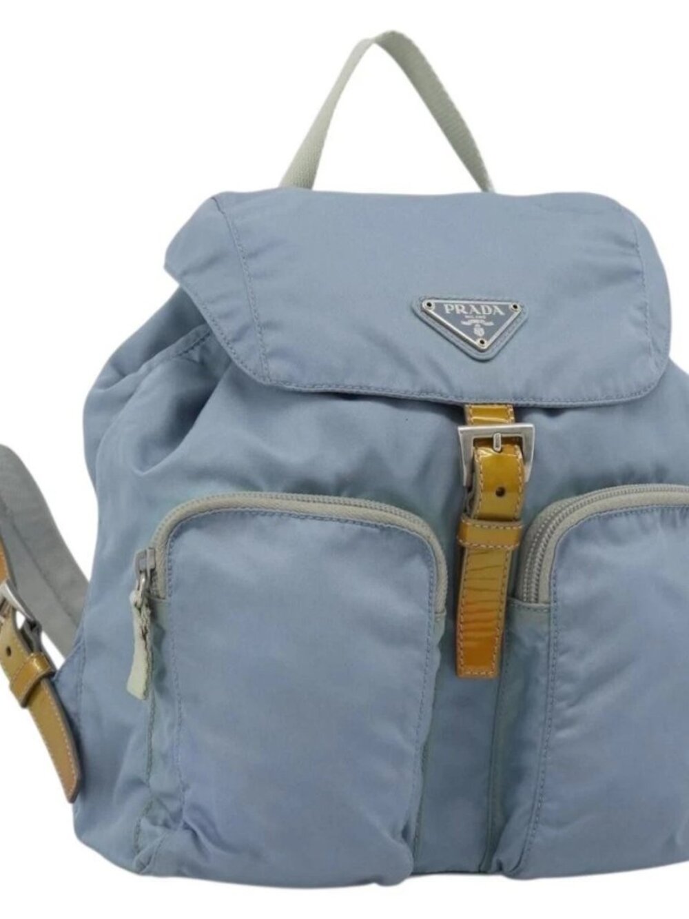 PRADA Backpack Nylon Light Blue Silver Auth